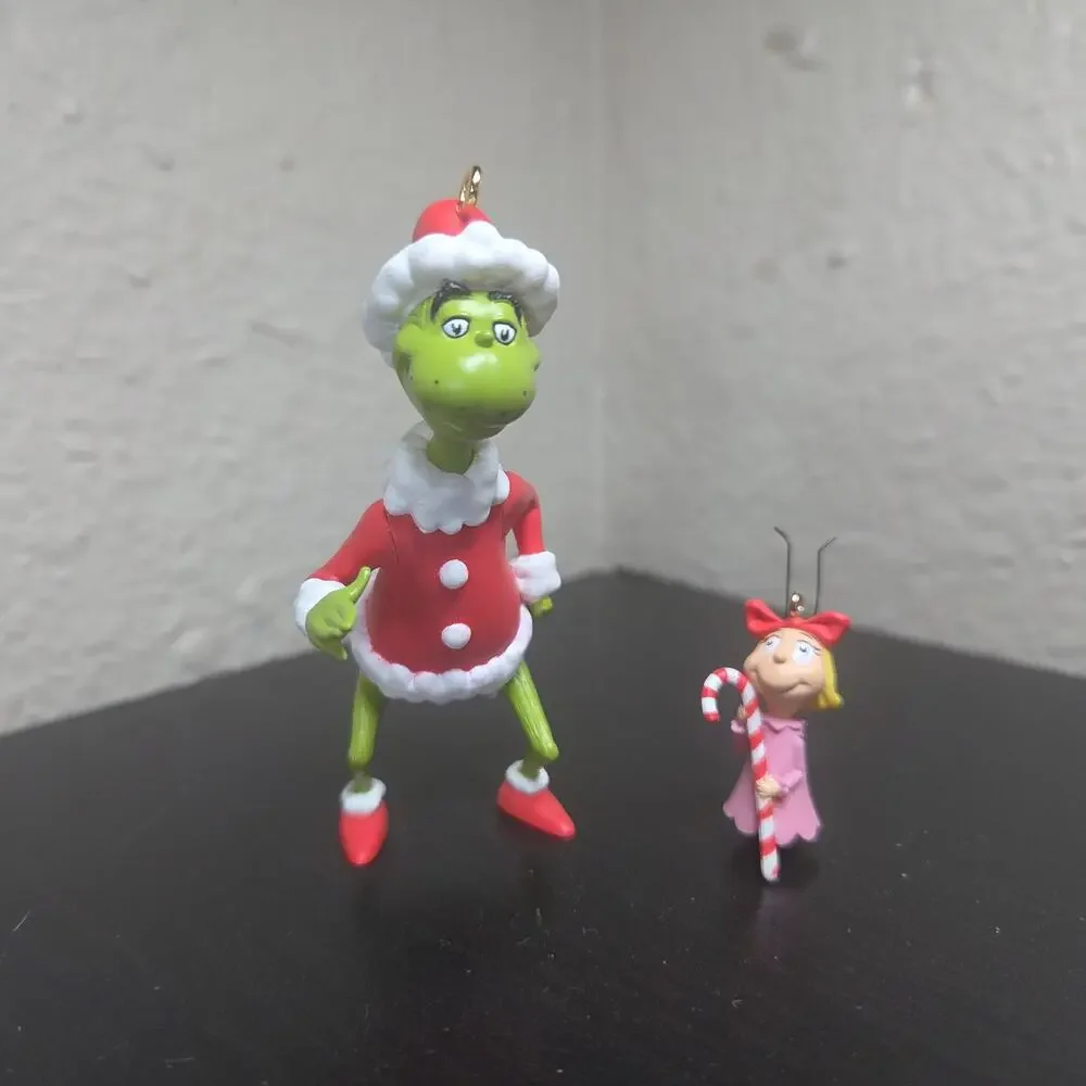 Vintage 2003 Hallmark Keepsake Grinch and Cindy Lou Who Christmas Ornaments